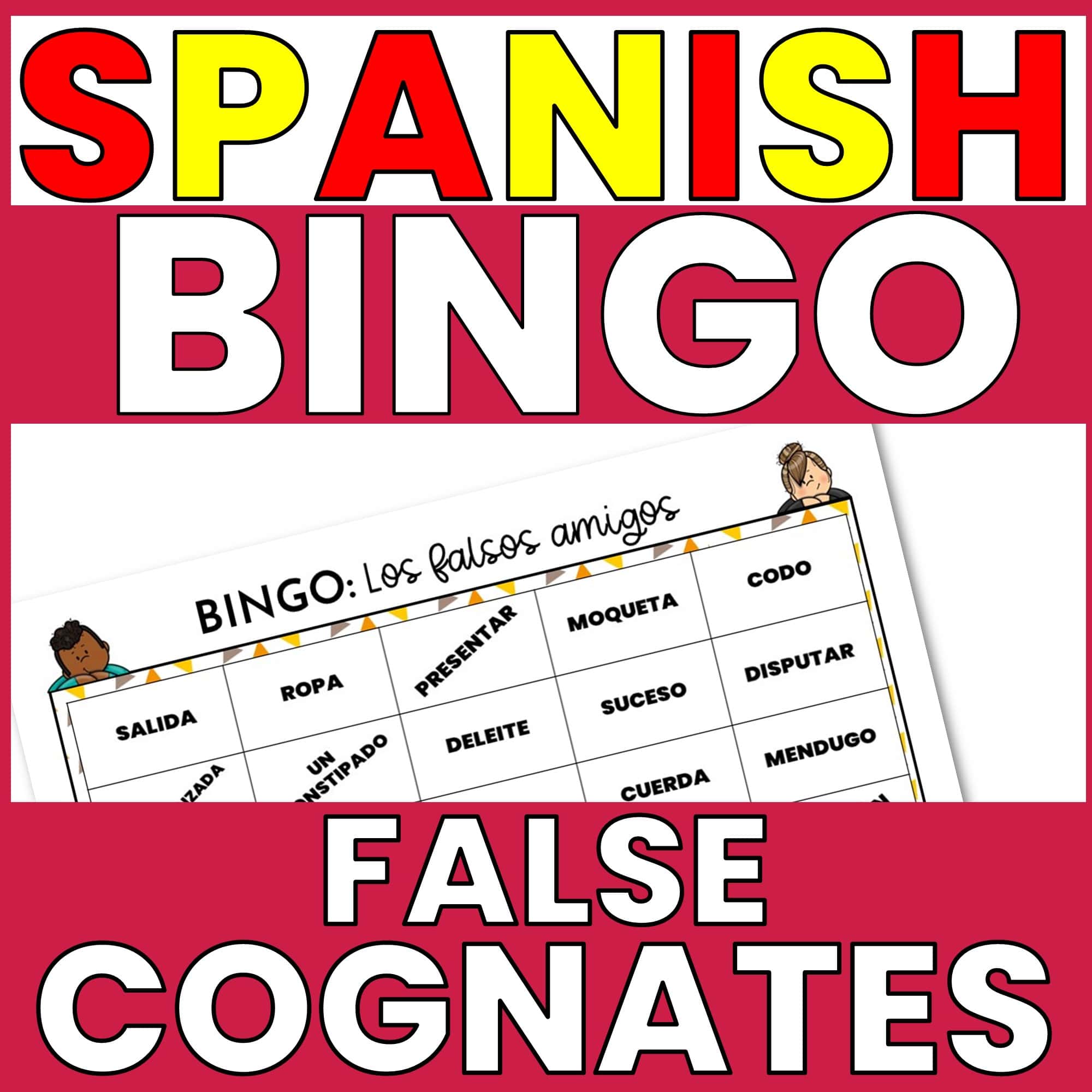 SPANISH FALSE COGNATES BINGO VOCABULARY GAME